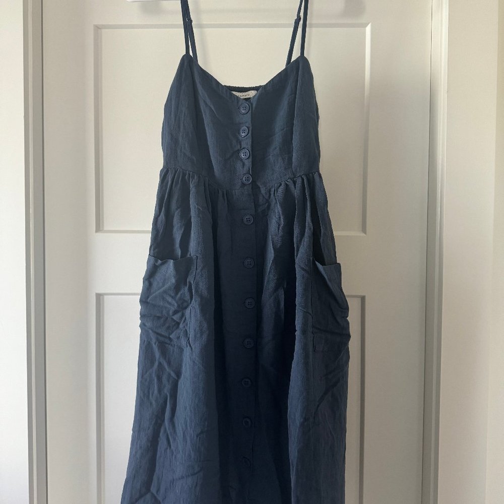 Blue Smock Dress With Pockets